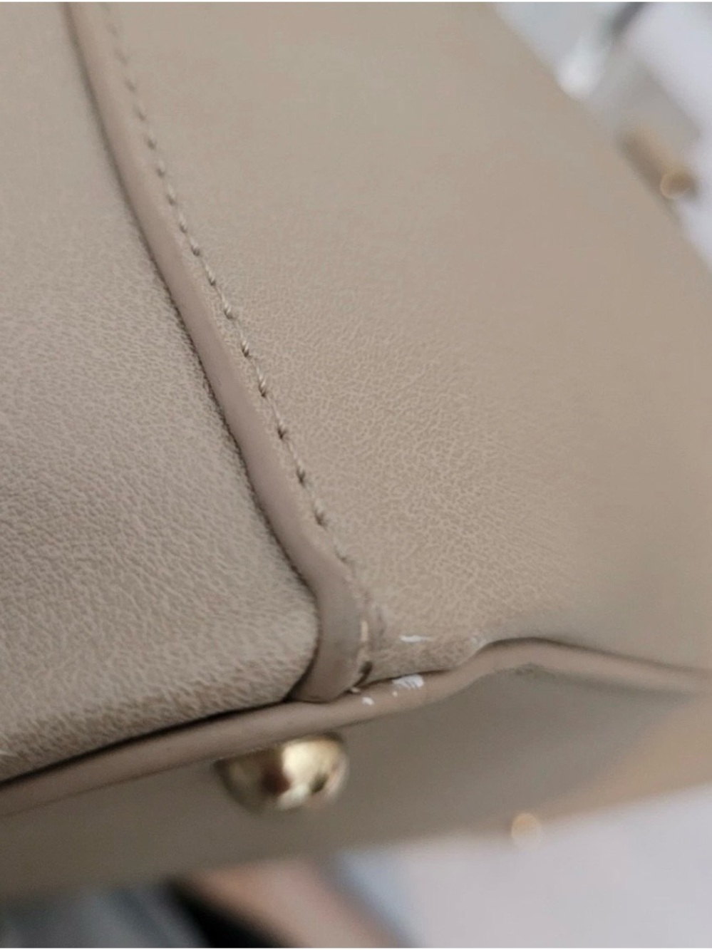 Grateful Taupe Tote Bag Faux Leather Front Zip Pocket Large - Picture 13 of 16